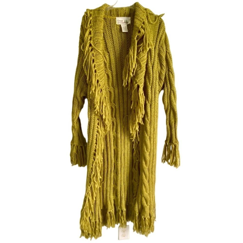 Great Adventure Green Long Maxi Cable Knit Sweater Medium